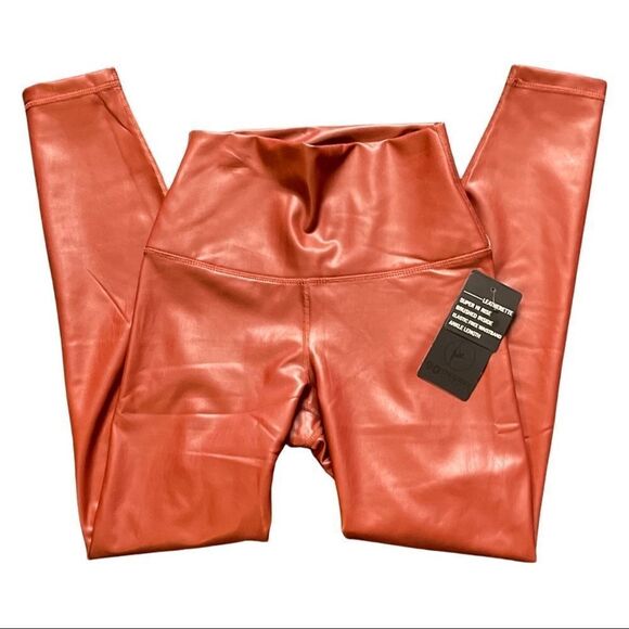 90 Degree By Reflex High Waist High Shine Faux Leather Super High Waist Leggings - Picture 5 of 7